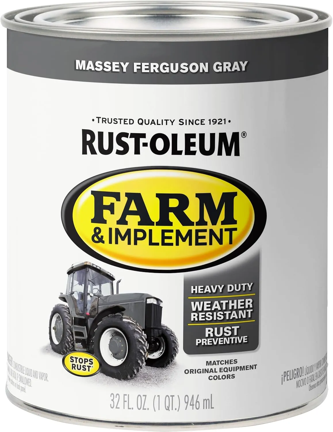 Rust-Oleum 280157-2PK Farm & Implement Enamel Paint, Quart, Massey Ferguson Gray, (Pack of 2)