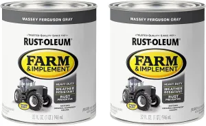 Rust-Oleum 280157-2PK Farm & Implement Enamel Paint, Quart, Massey Ferguson Gray, (Pack of 2)