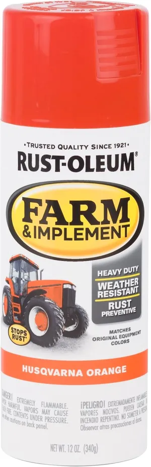 Rust-Oleum 303472 Farm & Implement Spray Paint, 12 oz, Husqvarna Orange, (Pack of 1)