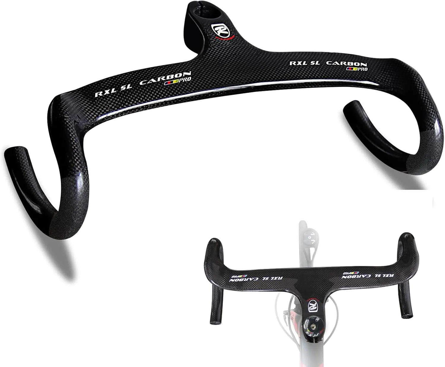 RXL SL carbon fiber road bike bars with integrated stem integrated handlebar carbon road bike handlebars drop handlebar 1-1/8"(28.6mm) 3K Glossy/Matte drop handlebars 400/420/440 90/100/110/120