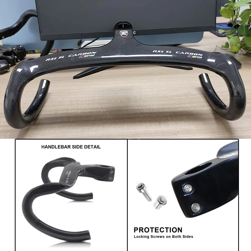 RXL SL carbon fiber road bike bars with integrated stem integrated handlebar carbon road bike handlebars drop handlebar 1-1/8"(28.6mm) 3K Glossy/Matte drop handlebars 400/420/440 90/100/110/120