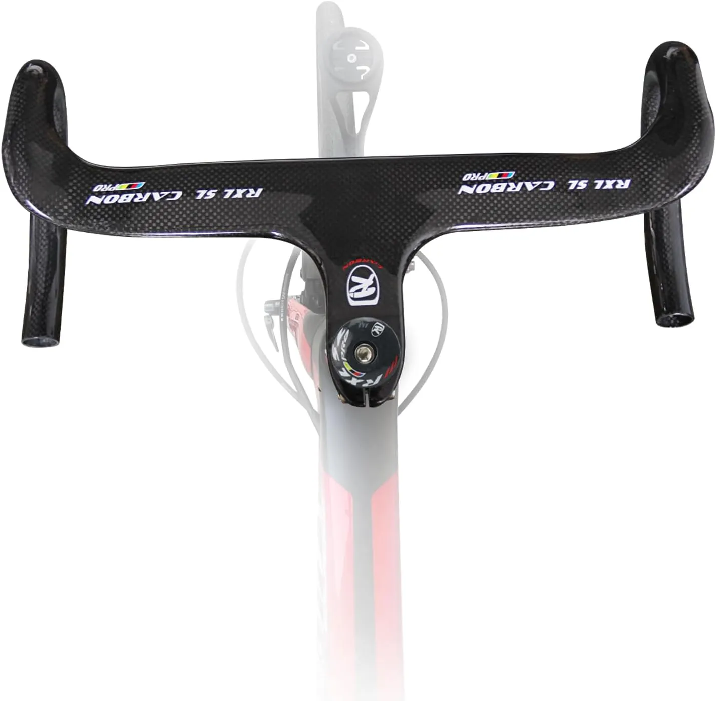 RXL SL Carbon Road Handlebar Bicycle Drop Bars for Road Bike Integrated Stem 420 100 1-1/8"(28.6mm) Carbon Fiber Stem Top Cap Cover Carbon Fiber 3K Glossy