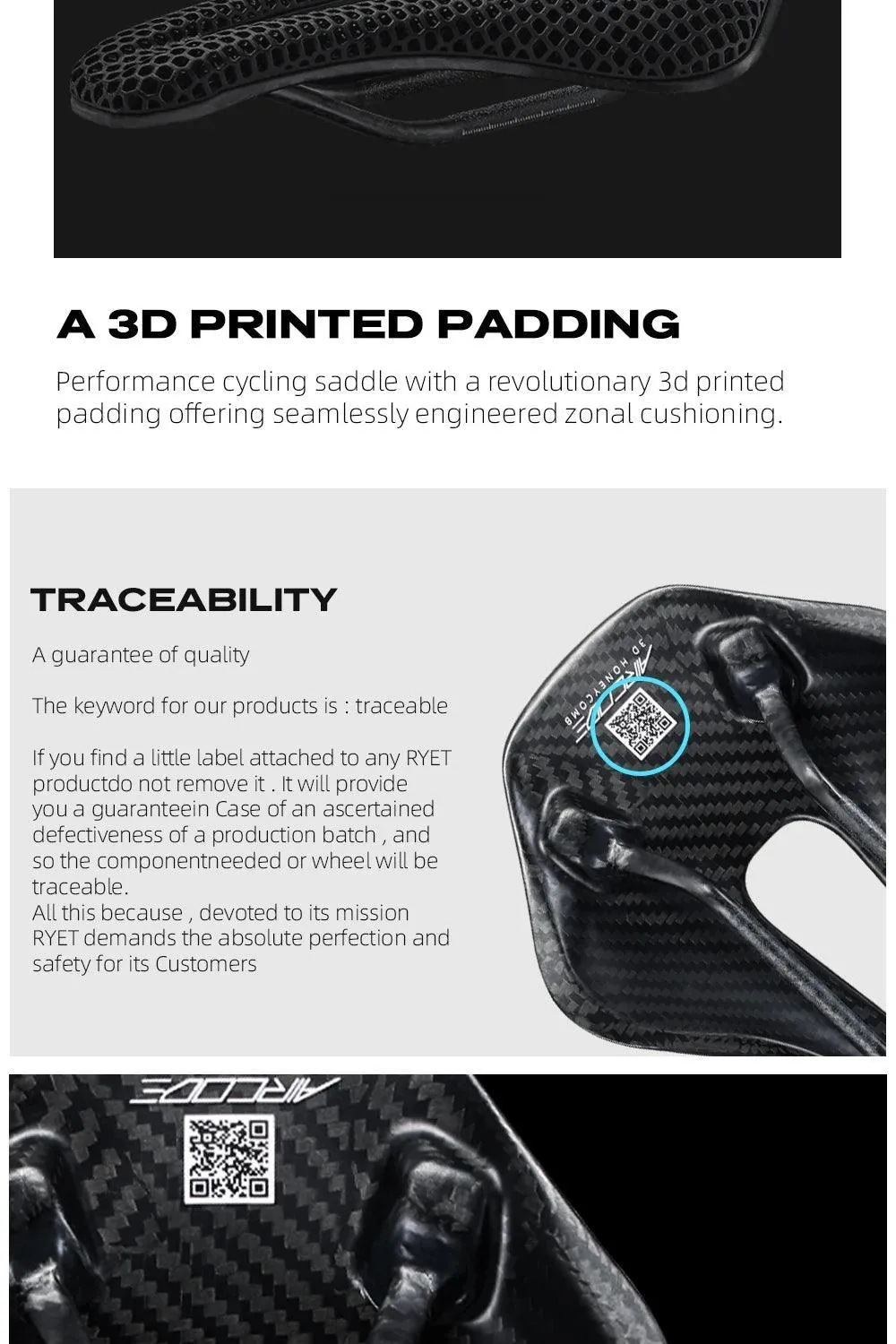 RYET 3D Printed Carbon Bike Saddle For MTB Road Bike Cycling Seat Bicycle Ultralight Saddle Full Carbon Cushion Cycling Parts