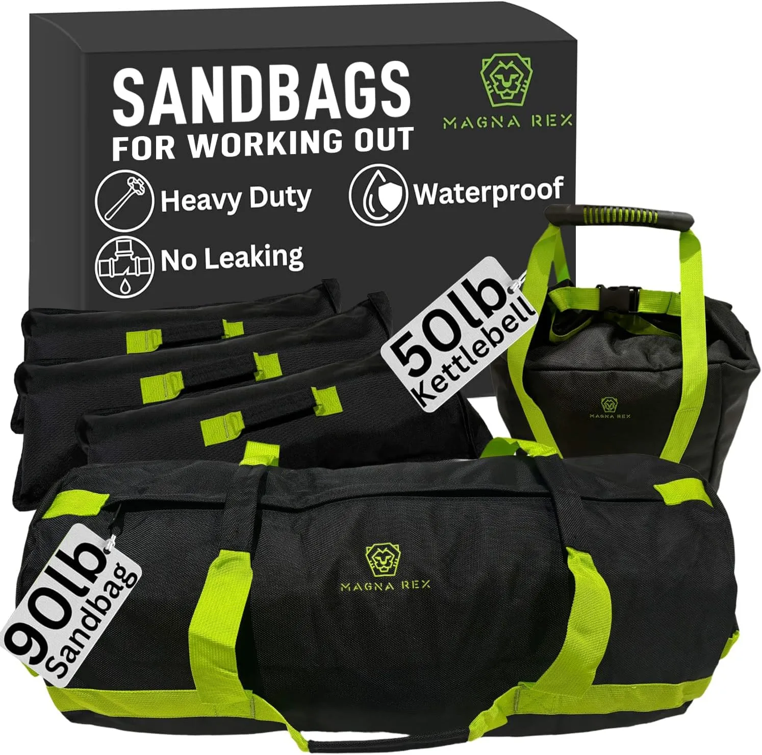 Sandbags for Working Out - 90 lbs - Adjustable Heavy Duty Equipment for Weight Training - 1 Outer, 3 Inner Sandbags - Portable Tough Workout - Black Non Slam