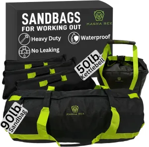 Sandbags for Working Out - 90 lbs - Adjustable Heavy Duty Equipment for Weight Training - 1 Outer, 3 Inner Sandbags - Portable Tough Workout - Black Non Slam