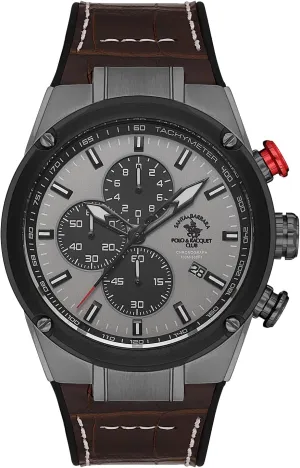 Santa barbara polo & racquet club Analog Gun Black Dial Men's Watch-SB.3.10001-4, Brown, Classic