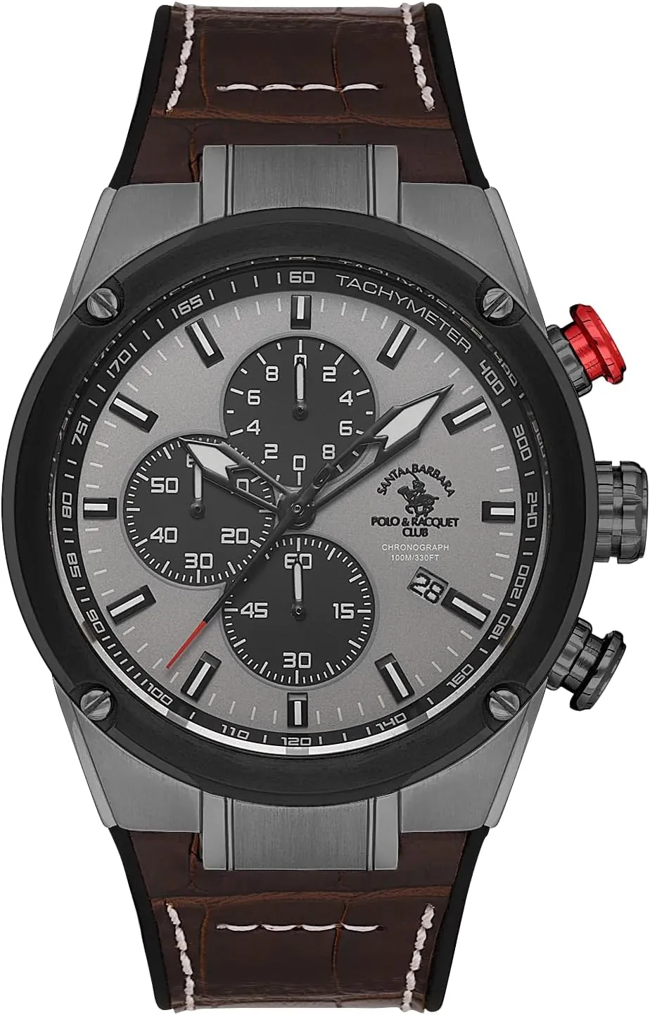 Santa barbara polo & racquet club Analog Gun Black Dial Men's Watch-SB.3.10001-4, Brown, Classic