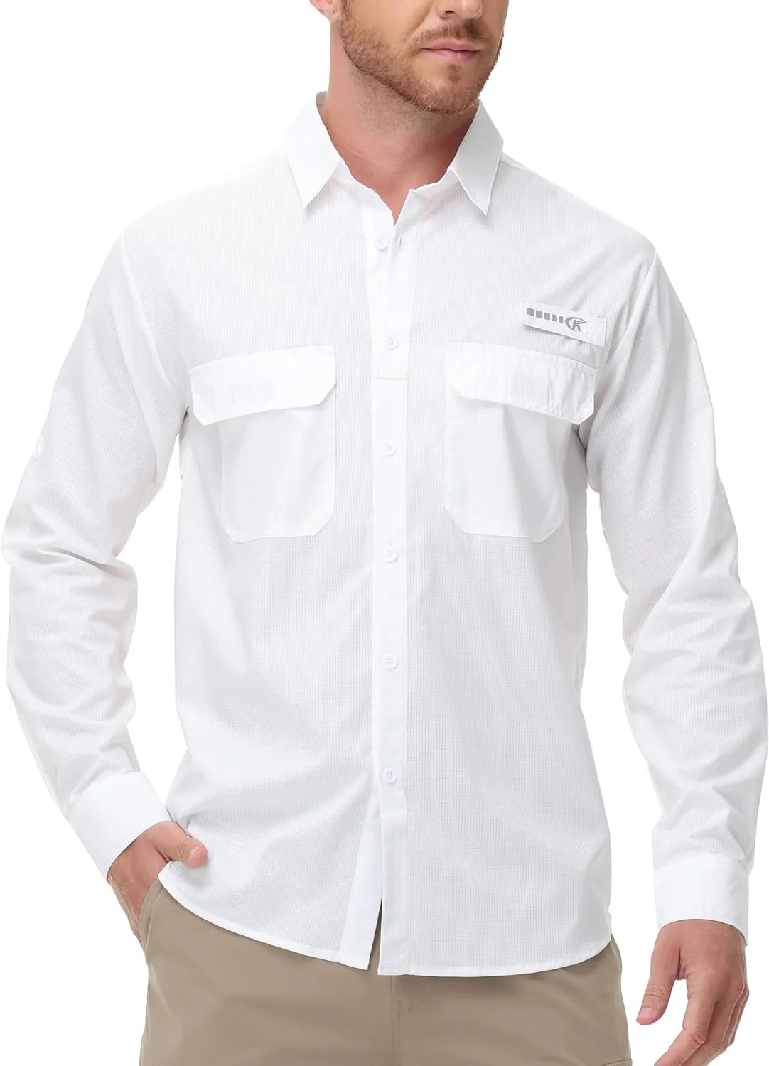 Satankud Mens Long Sleeve Fishing Shirts Sun Protection Quick Dry Cooling Hiking Shirt for Travel Safari Camping Work