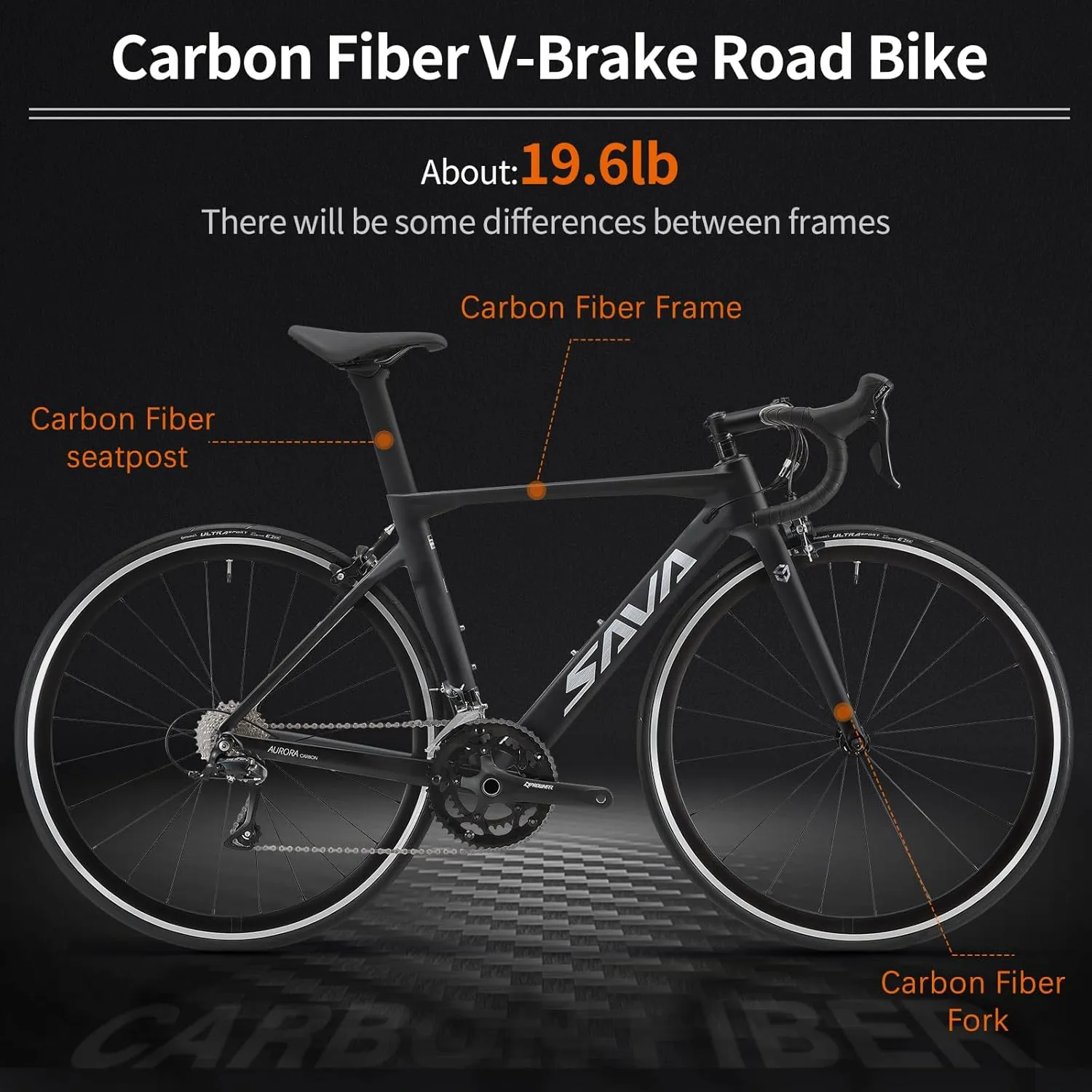 SAVADECK Carbon Road Bike with Shimano SORA R3000 18 Speed Derailleur System,Racing Bicycle with Carbon Fiber Frame Carbon Fork and Double V Brake for Adult