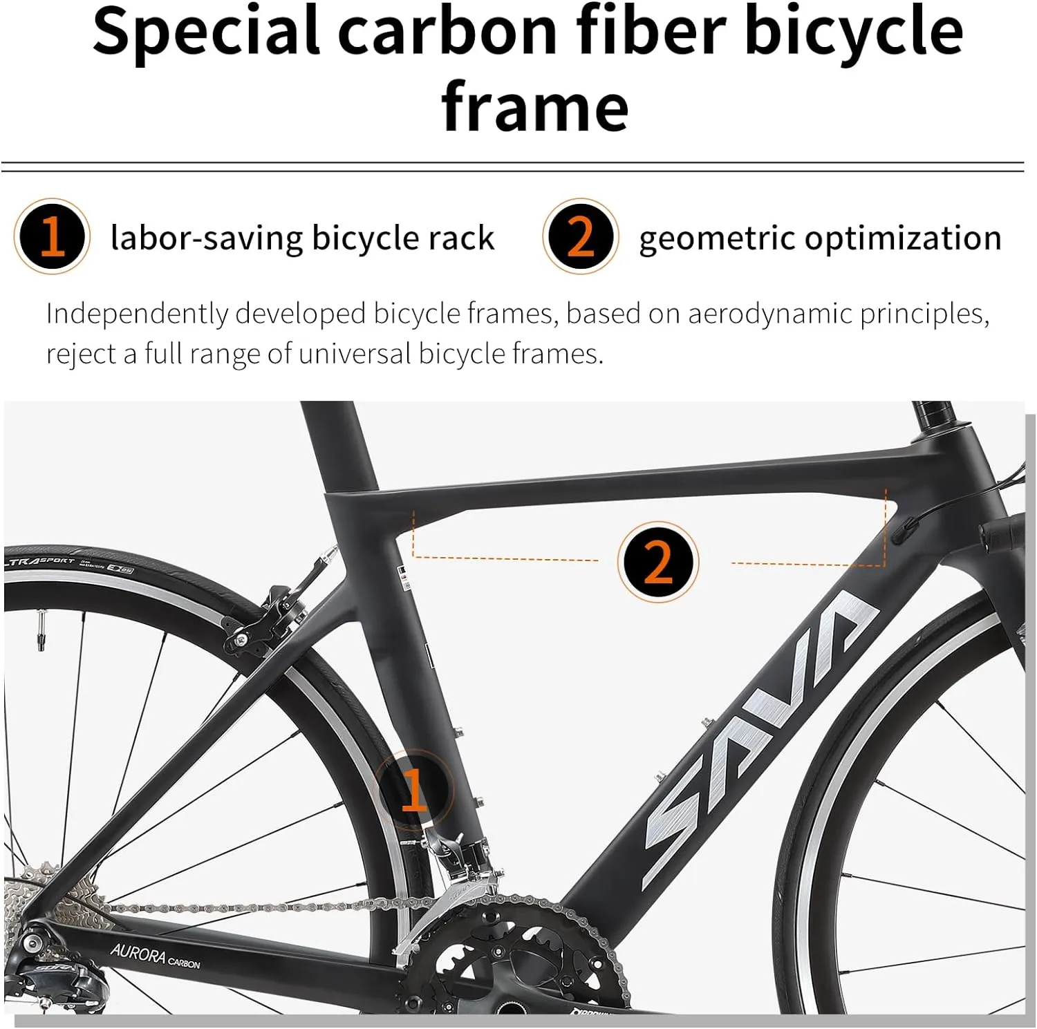 SAVADECK Carbon Road Bike with Shimano SORA R3000 18 Speed Derailleur System,Racing Bicycle with Carbon Fiber Frame Carbon Fork and Double V Brake for Adult