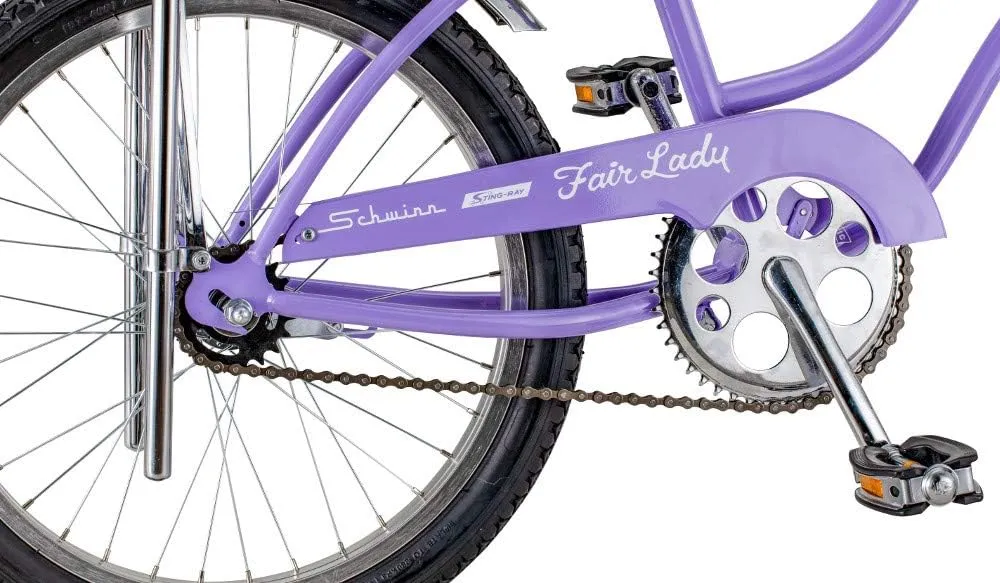 Schwinn Classic Sting-Ray and Fair Lady Beach Cruiser Bike, for Boys and Girls, 20-Inch Wheels, Single-Speed, High Rise Ape Handlebars, Coaster Brakes