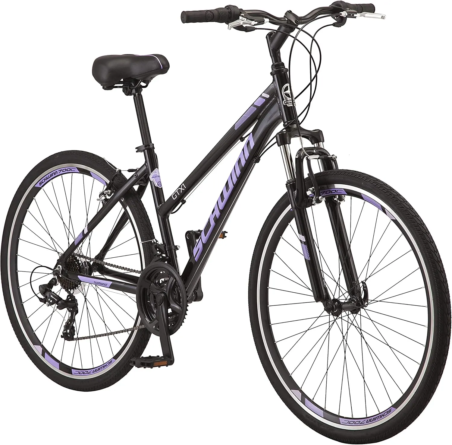 Schwinn GTX Comfort Adult Hybrid Bike, Men and Women, Dual Sport Bicycle, 700c Wheels, Step-Through or Step-Over Lightweight Aluminum Frame
