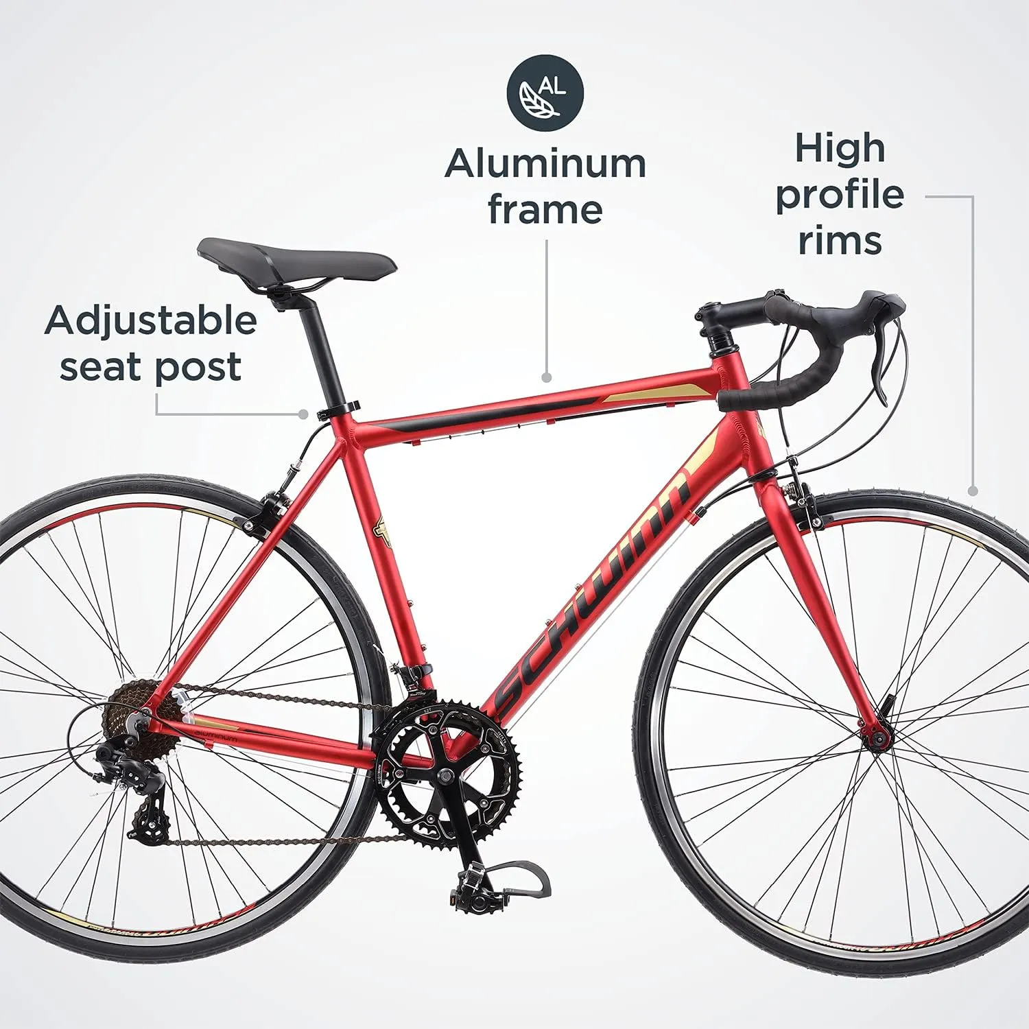 Schwinn Volare 1300 Road Bike, 700c Mens and Womens Bike, 14-Speed Drop Bar Road Bicycle, Aluminum Frame, Sport Tires, Fitness Seat, Alloy Caliper Brakes, Adult Bicycle