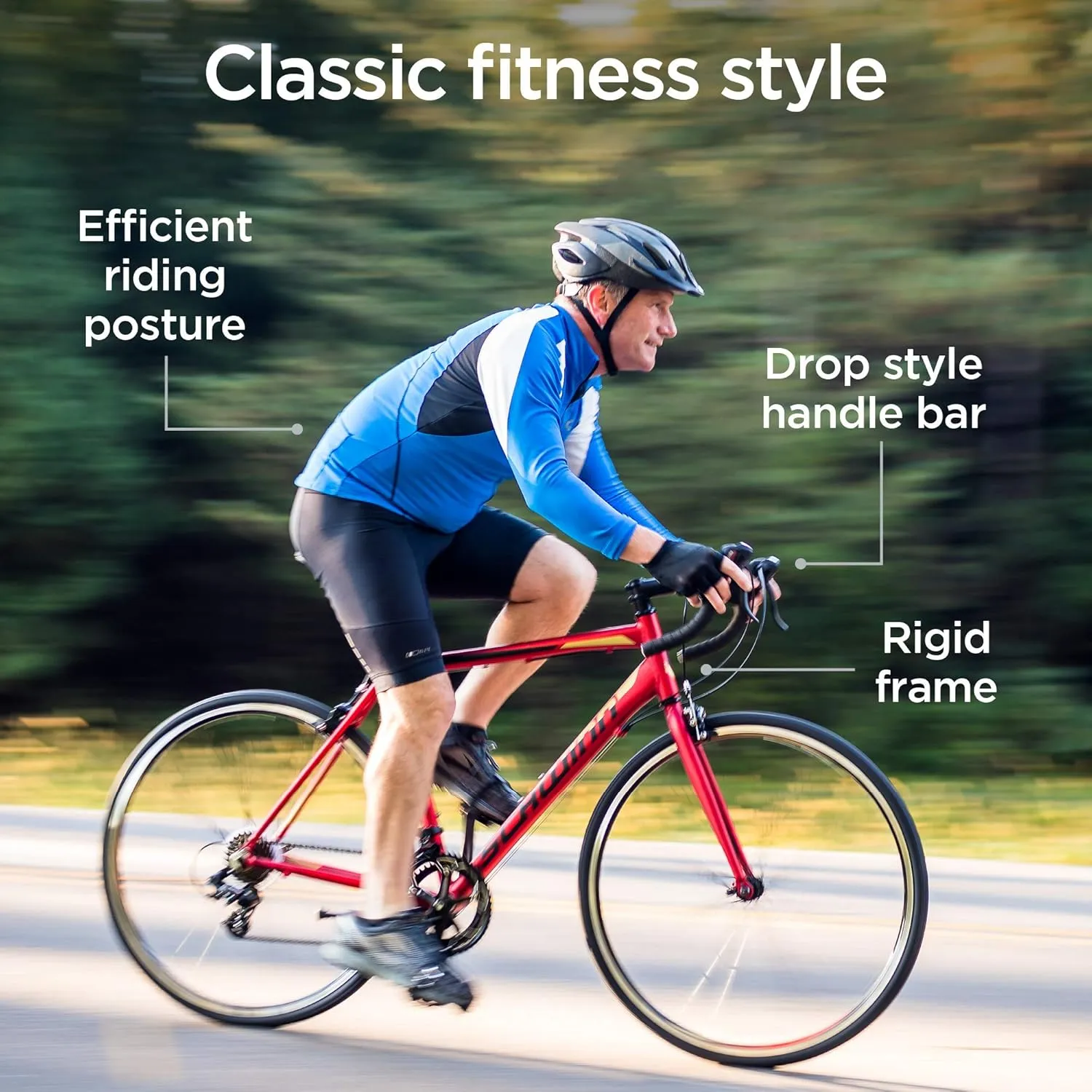Schwinn Volare 1300 Road Bike, 700c Mens and Womens Bike, 14-Speed Drop Bar Road Bicycle, Aluminum Frame, Sport Tires, Fitness Seat, Alloy Caliper Brakes, Adult Bicycle