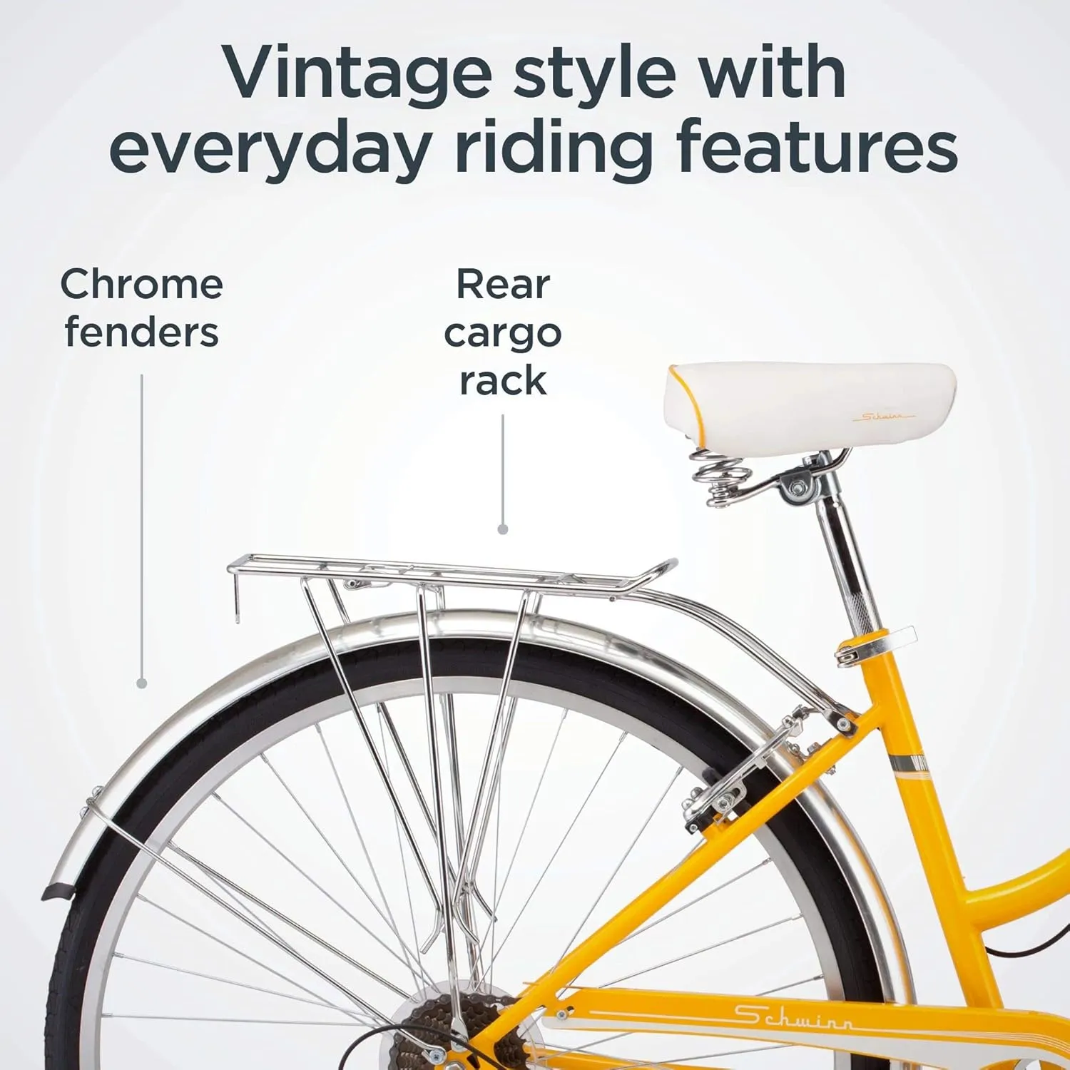 Schwinn Wayfarer Hybrid Bike, 700c Mens and Womens Bike, 7-Speed Hybrid Bicycle, Retro Steel Frame, Front and Rear Linear Pull Brakes, Fenders, Cargo Space, Adult Bicycle