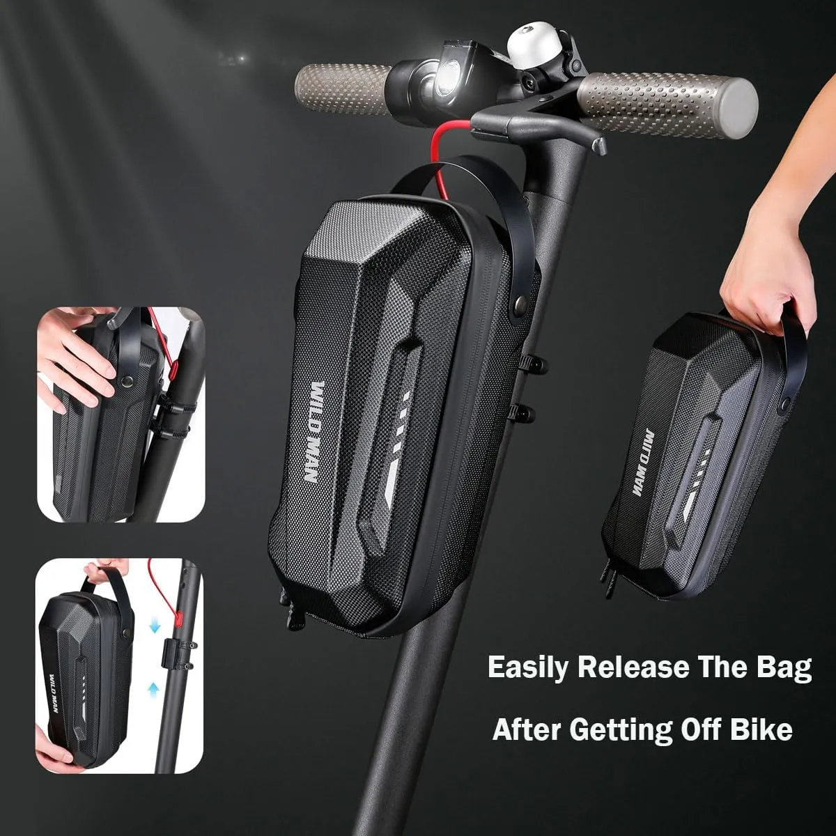 Scooter Storage Bag, Waterproof Scooters Handlebar EVA Hard Shell Bike Front Bag for Carrying Charger Tools Repair Tools