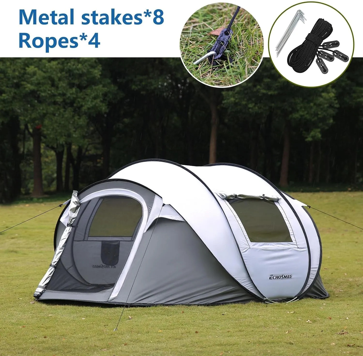 Screened Camping Tent,4-6 Persons Pop-Up Weatherproof Instant Tent, Easy Setup, Spacious Room, Camping Tent Equipment, Boat Tent for Camping, Festivals, Backyard, Sleepovers