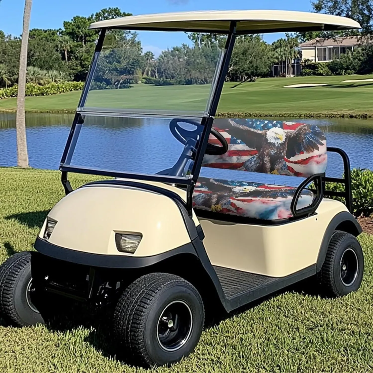 SEANATIVE Golf Cart Seat Covers 2Pcs Universal Fit Golf Cart Seat Protector Blanket Anti-Slip Elastic Golf Cart Accessories