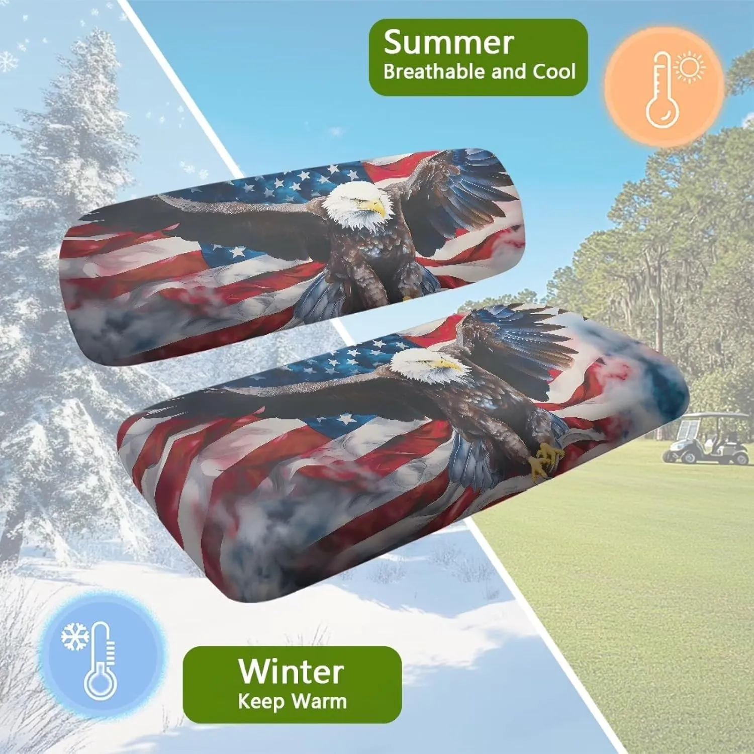 SEANATIVE Golf Cart Seat Covers 2Pcs Universal Fit Golf Cart Seat Protector Blanket Anti-Slip Elastic Golf Cart Accessories