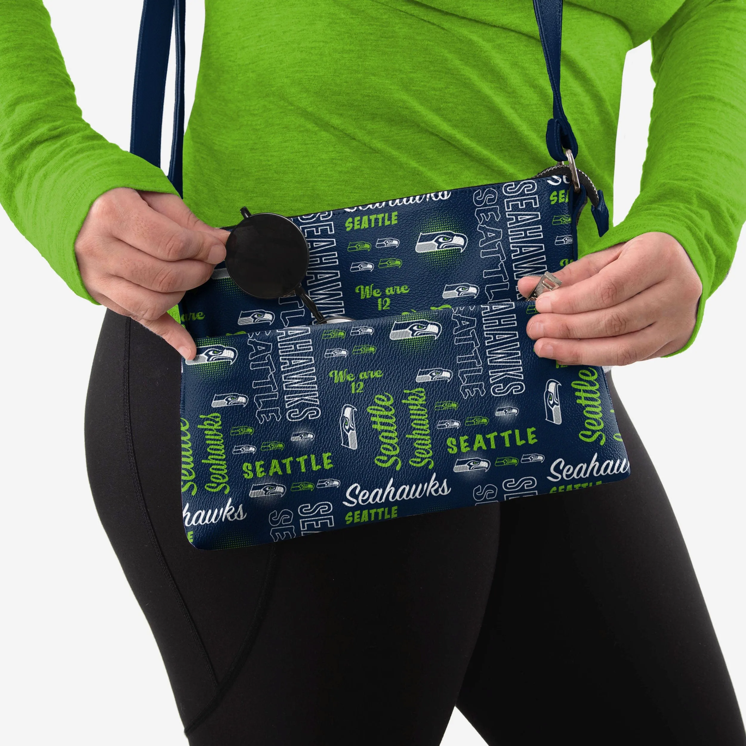 Seattle Seahawks Spirited Style Printed Collection Foldover Tote Bag