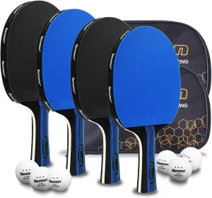 Senston Ping Pong Paddles Family Entertainment 4-Pack Table Tennis Paddles for Entertainment or Competition - Ping Pong Set