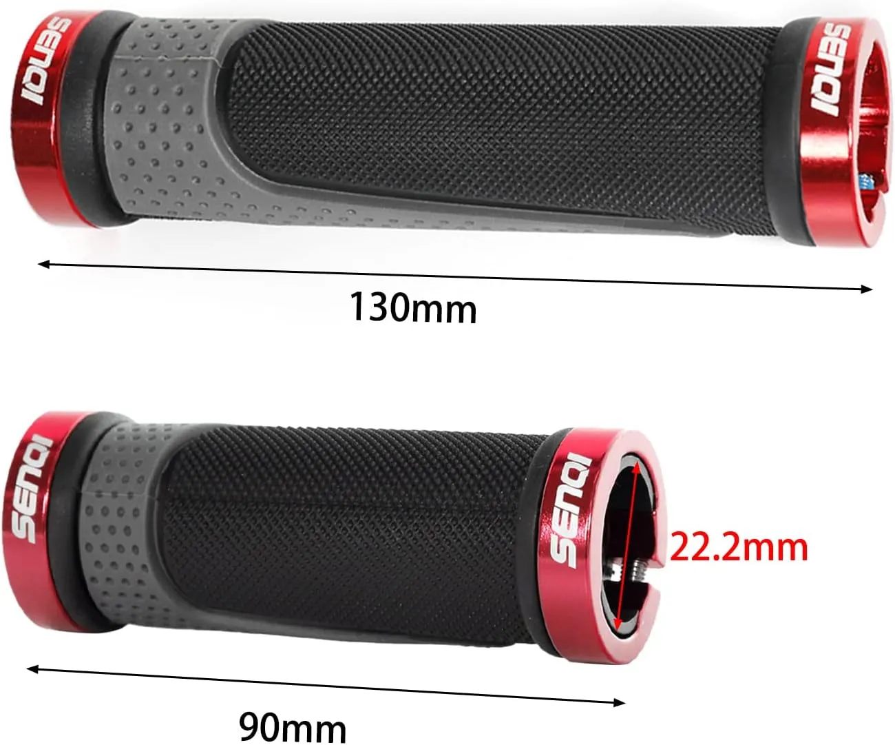 SEQNI Lightweight Bicycle Grips - 130mm & 90mm, Anti-Slip, Suitable for Mountain & BMX Bikes