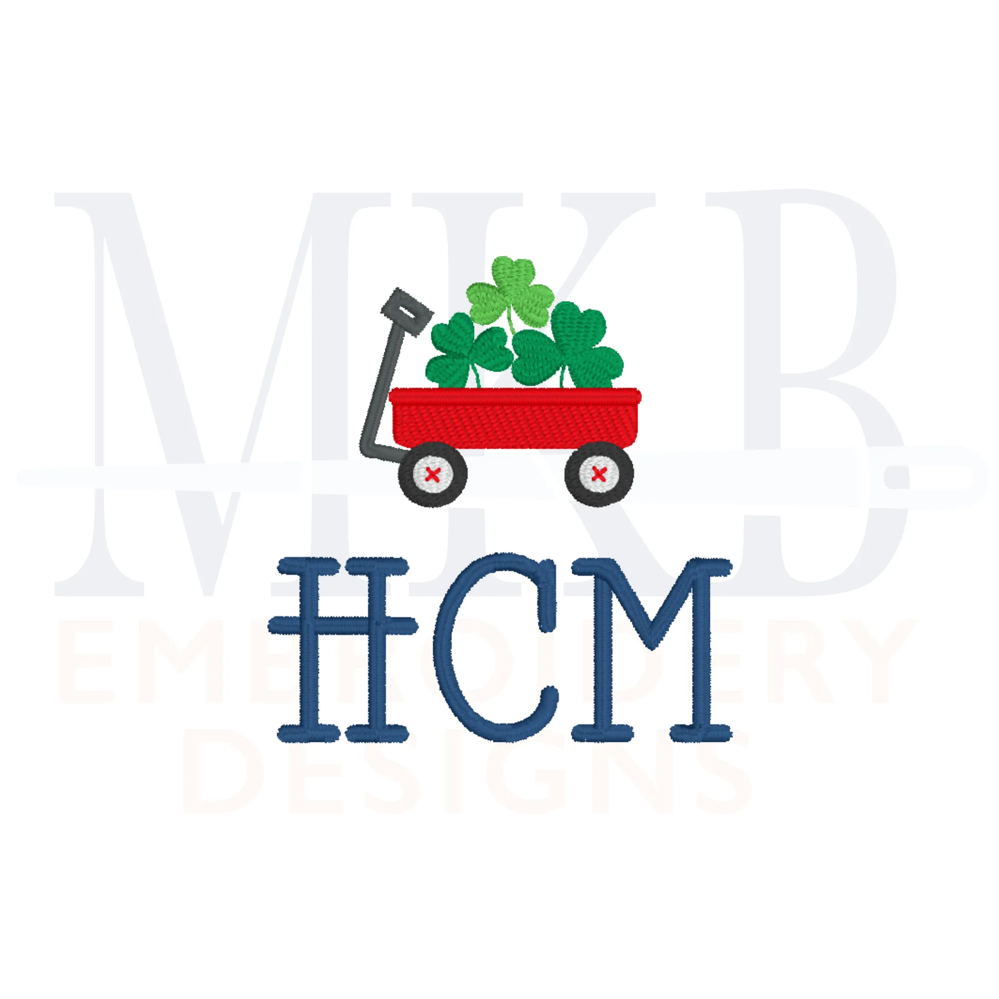 Shamrock Wagon, Mini Wagon, St. Patrick's Day Embroidery,  Machine Embroidery Design File