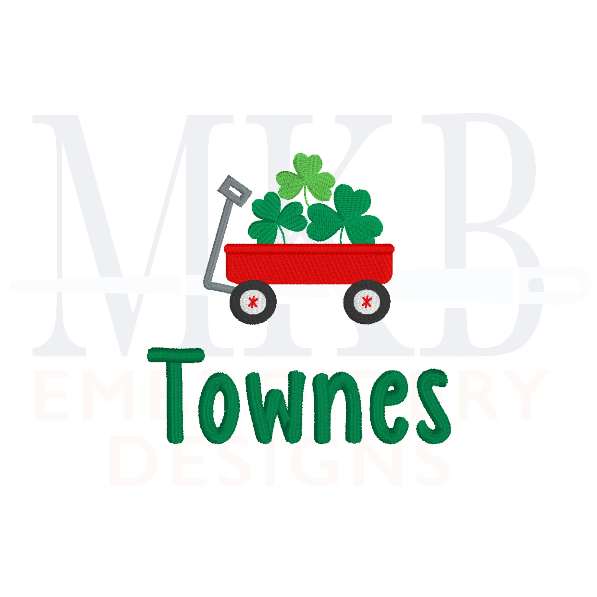 Shamrock Wagon, Mini Wagon, St. Patrick's Day Embroidery,  Machine Embroidery Design File