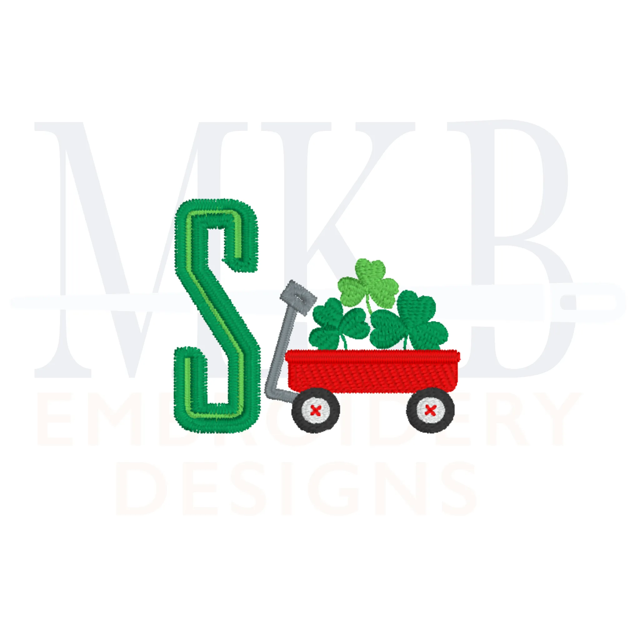 Shamrock Wagon, Mini Wagon, St. Patrick's Day Embroidery,  Machine Embroidery Design File