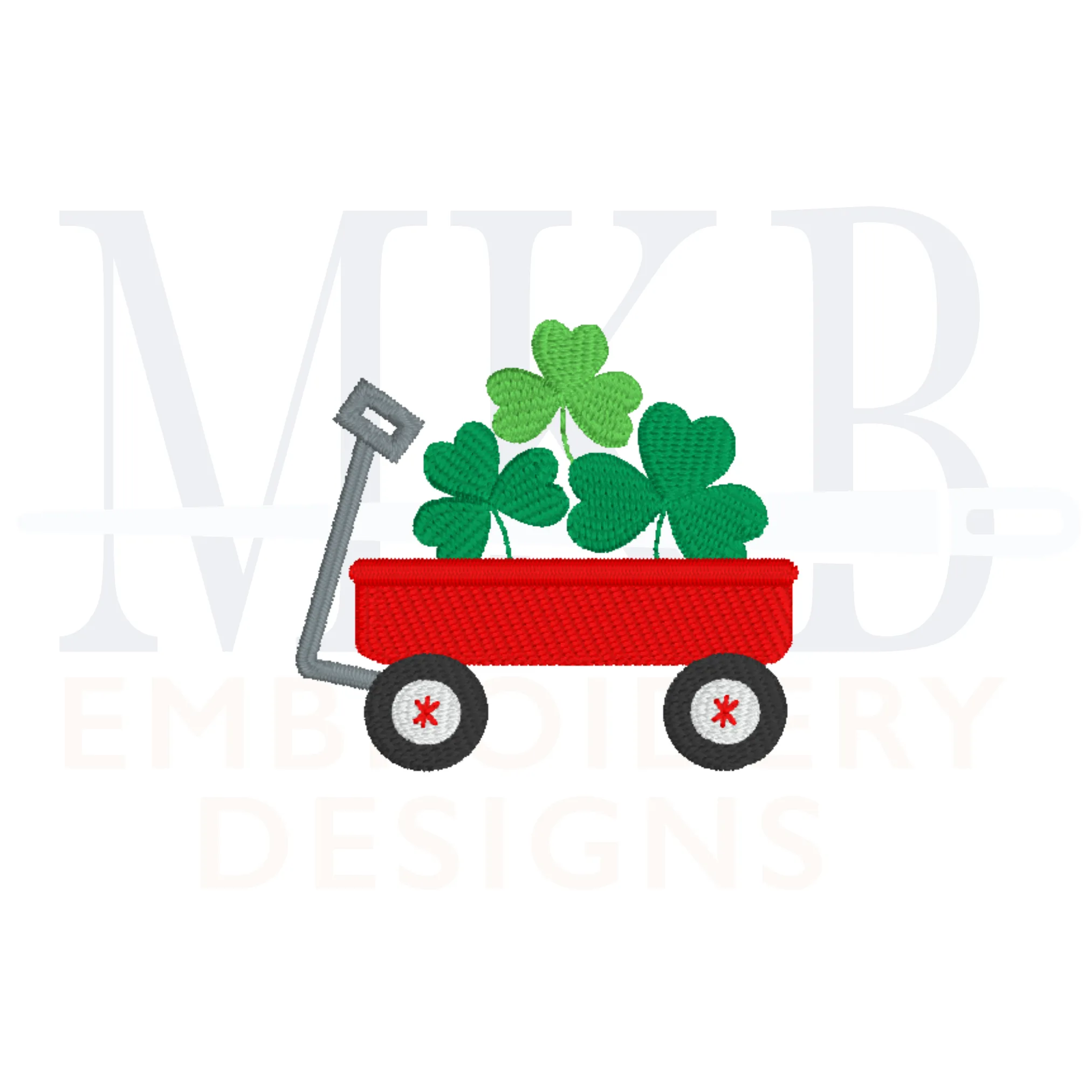 Shamrock Wagon, Mini Wagon, St. Patrick's Day Embroidery,  Machine Embroidery Design File