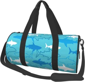 Sharks and Rays Marine Life Round Travel Duffel Bag Large Capacity Gym Sports Bags for Hiking Vacation Trips