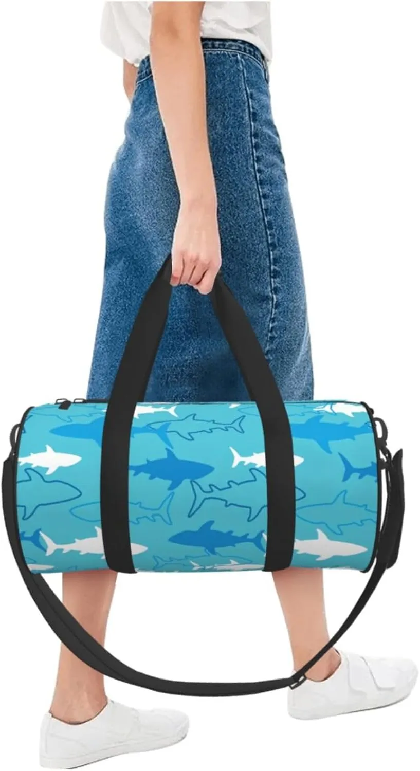Sharks and Rays Marine Life Round Travel Duffel Bag Large Capacity Gym Sports Bags for Hiking Vacation Trips