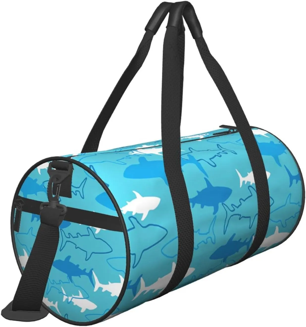 Sharks and Rays Marine Life Round Travel Duffel Bag Large Capacity Gym Sports Bags for Hiking Vacation Trips