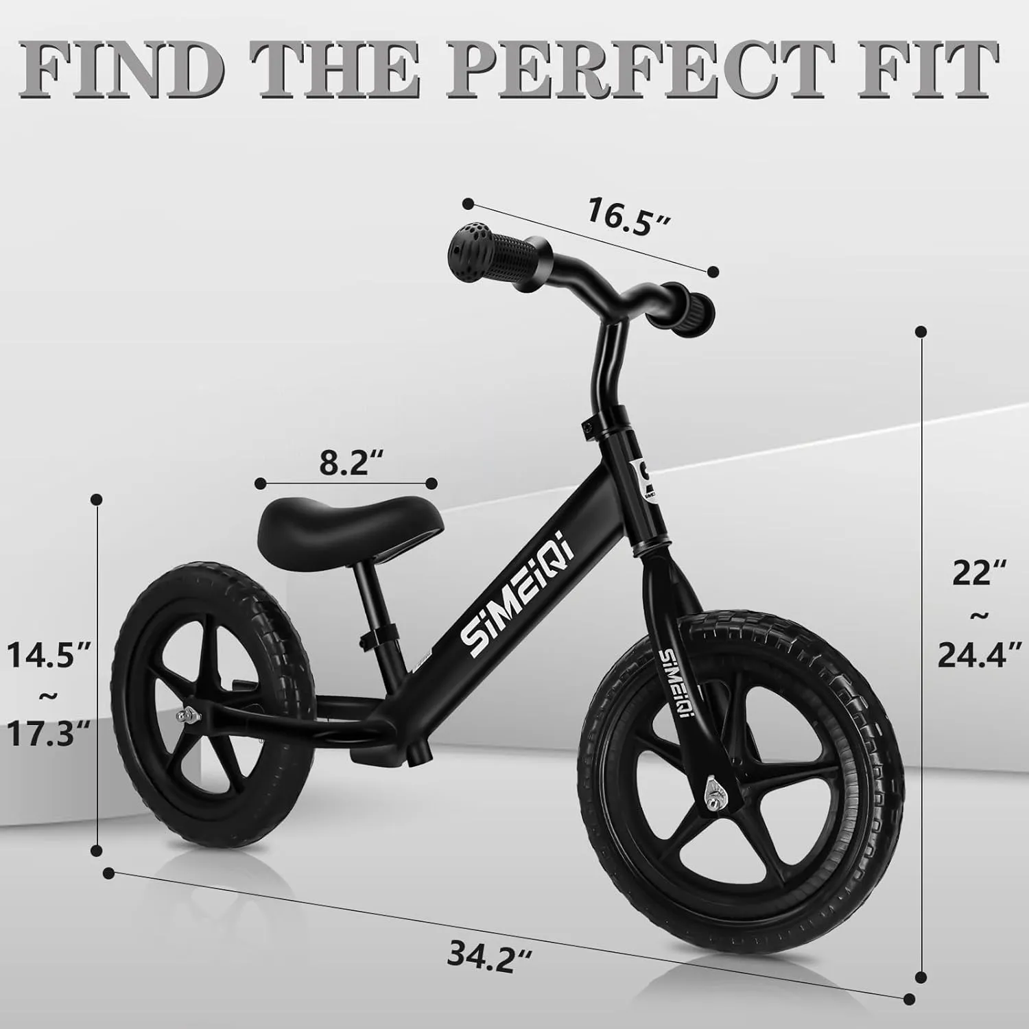 SIMEIQI 12" Balance Bike for Boys Girls 2 3 4 5 Years Old No Pedal Walking Balance Training Sports Bicycle for Kids Toddlers