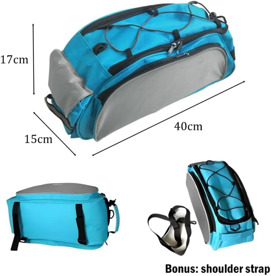 SIQITECHNO Bike Rear Rack Bag Universal Bicycle Seat Bag with Removable Shoulder Strap Large Capacity Bicycle Trunk Pannier Saddle Shoulder Bags Backseat Storage Luggage Portable Cycling Bike Carrier