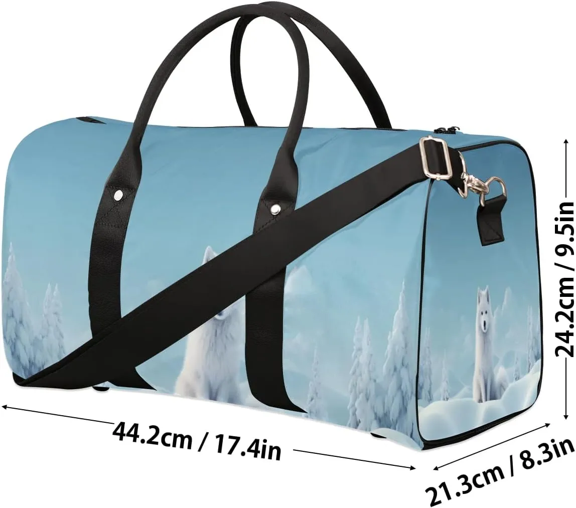 Sitting Fox Printed Travel Duffel Bag for Women Men Waterproof Foldable Overnight Weekender Bag Large Capacity Sports Gym Bag