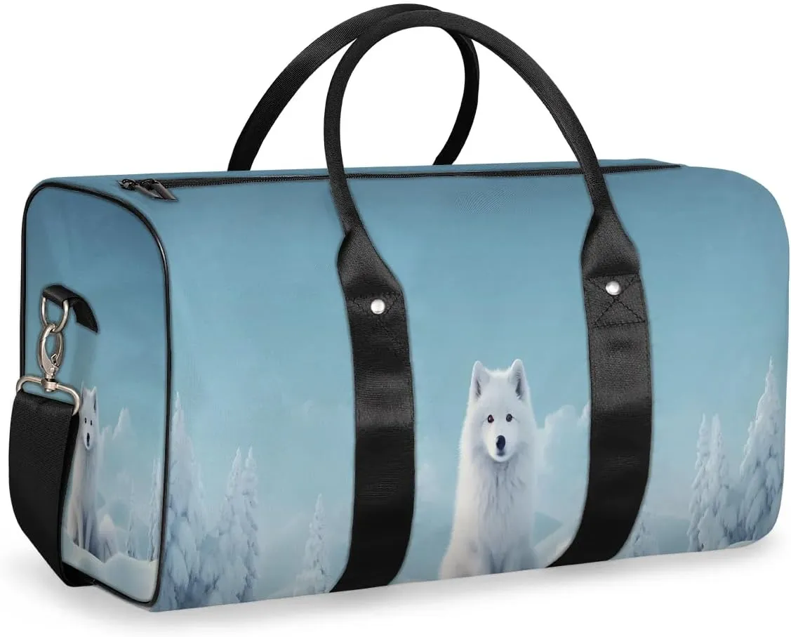 Sitting Fox Printed Travel Duffel Bag for Women Men Waterproof Foldable Overnight Weekender Bag Large Capacity Sports Gym Bag