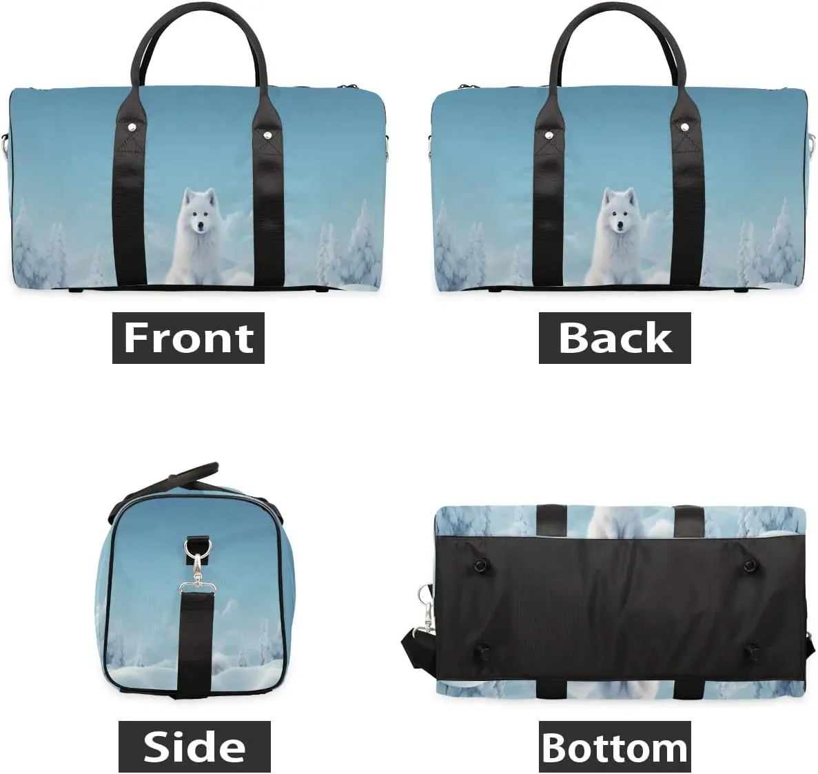 Sitting Fox Printed Travel Duffel Bag for Women Men Waterproof Foldable Overnight Weekender Bag Large Capacity Sports Gym Bag