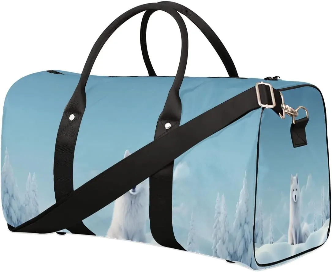 Sitting Fox Printed Travel Duffel Bag for Women Men Waterproof Foldable Overnight Weekender Bag Large Capacity Sports Gym Bag