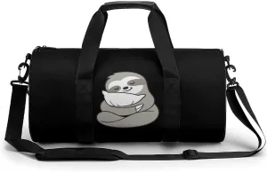 Sleepy Sloth Hugging Pillow Cylindrical Gym Duffle Bag Foldable Weekender Bags Lightweight Travel Handbag