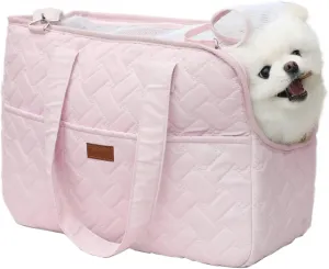 Small Puppy Carrier Bag,Woman Style,Pups Purse Kitty,Multiple Pockets,Breathable Mesh,Pets Totes Travel,Picnic,Outdoor,MAX 6 lb (Pink, Small)