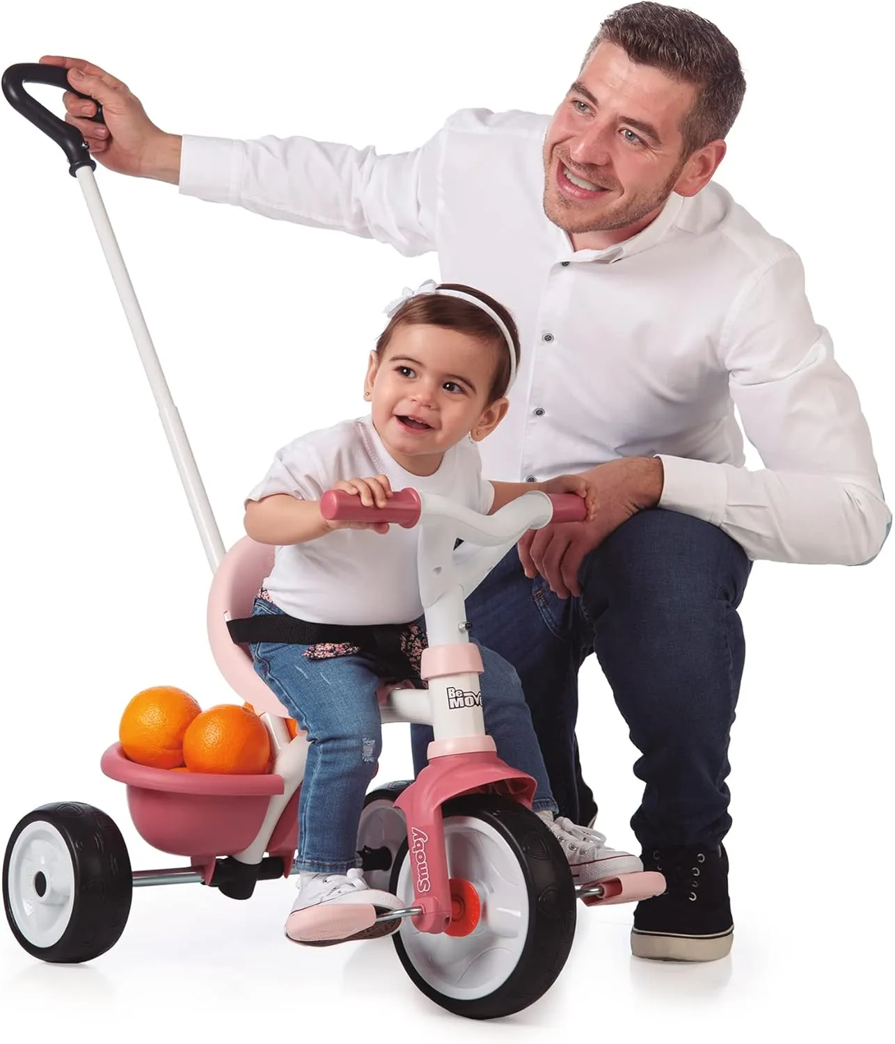 Smoby Tricycle - Pink, Metal, 68 x 52 x 52 cm, Suitable for Children 15 Months , Unisex, Made in Spain