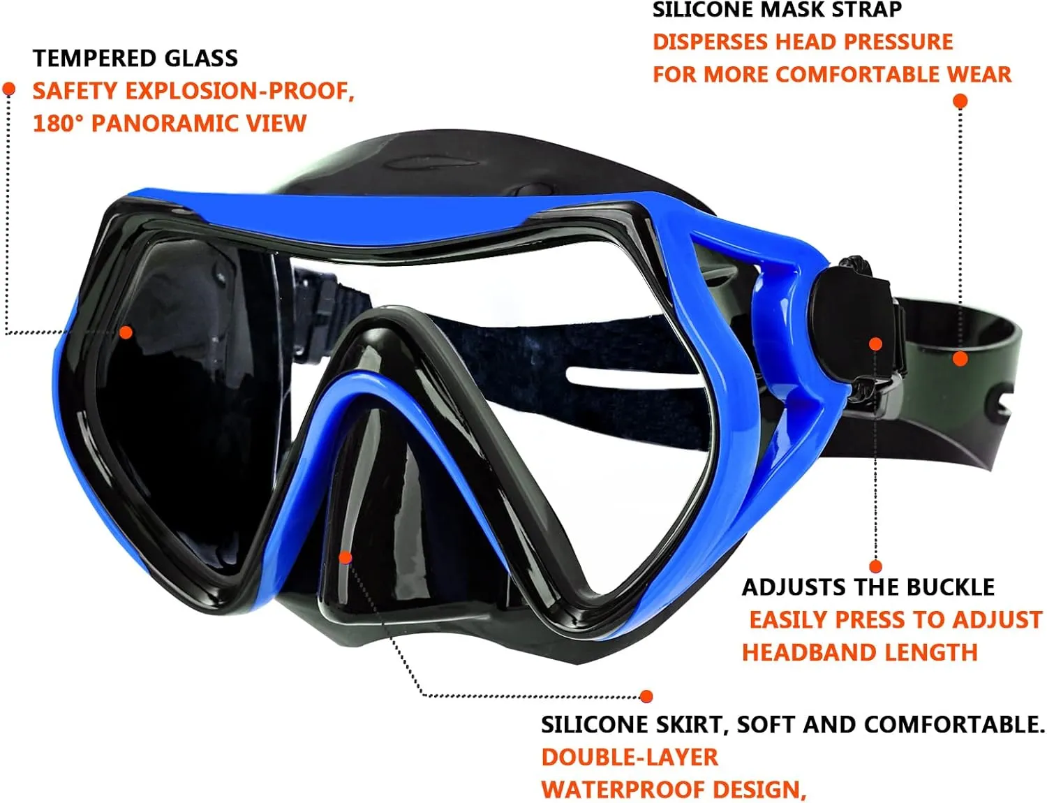 Snorkel mask Snorkeling Set for Adults and Youth, Diving mask and Full Dry Snorkel Swim Googles is Suitable for Snorkeling, Dive Scuba Diving, Swimming