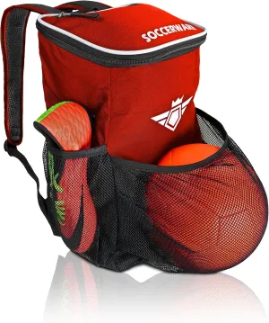 Soccer Backpack with Ball Holder Compartment - for Boys & Girls | Bag Fits All Soccer Equipment & Gym Gear (Black)