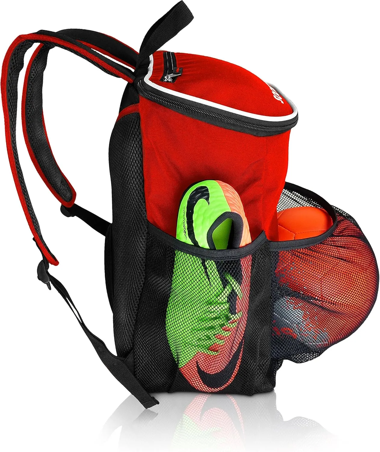 Soccer Backpack with Ball Holder Compartment - for Boys & Girls | Bag Fits All Soccer Equipment & Gym Gear (Black)