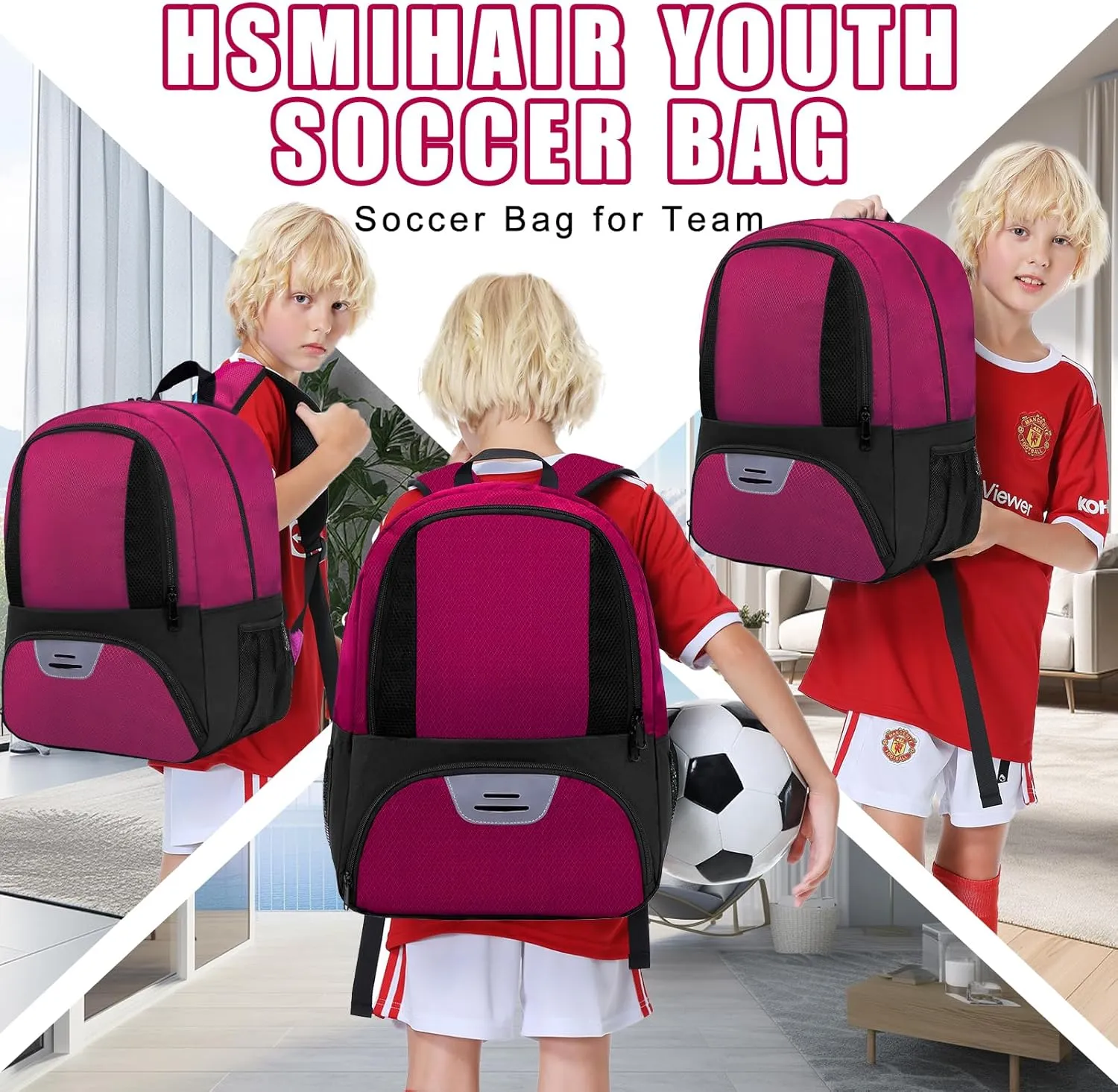 Soccer Bag,Youth Soccer Backpack, Football Volleyball Basketball Backpack fo,Sport Equipment Bags with Shoe compartment