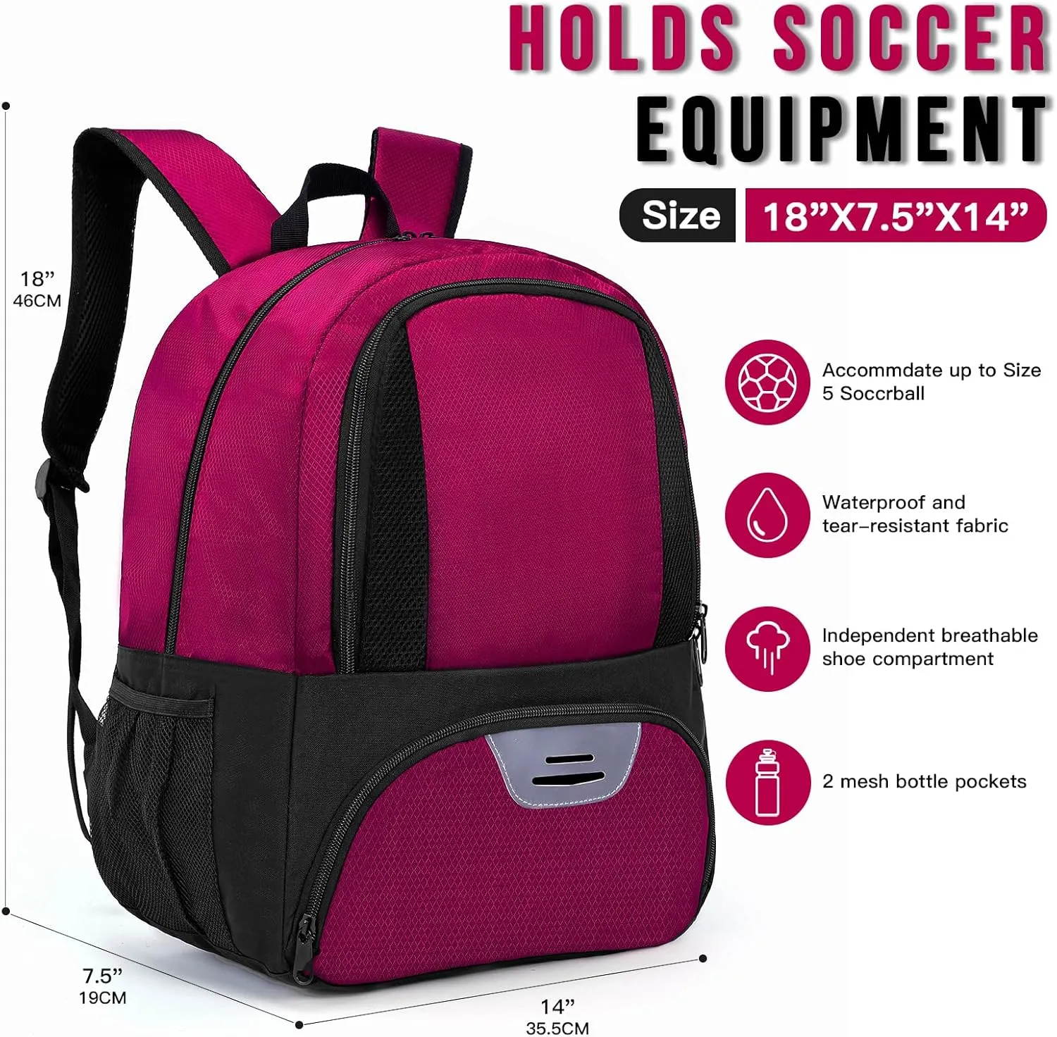 Soccer Bag,Youth Soccer Backpack, Football Volleyball Basketball Backpack fo,Sport Equipment Bags with Shoe compartment