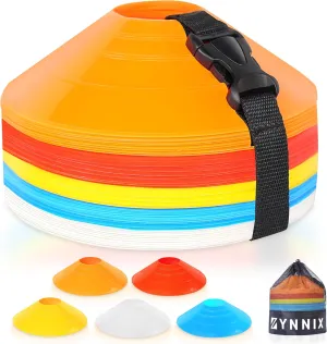 Soccer Cones (Set 40, 50) with Mesh Bag & Strap, Flexible Sports Cones for Soccer, Basketball, Football Training Equipment, Agility Training for Indoor & Outdoor Games