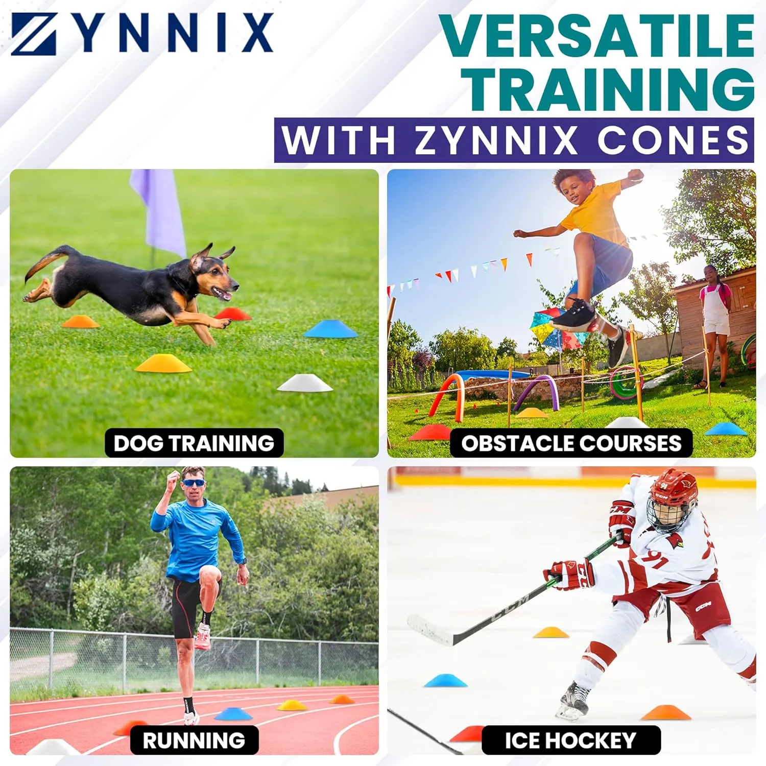 Soccer Cones (Set 40, 50) with Mesh Bag & Strap, Flexible Sports Cones for Soccer, Basketball, Football Training Equipment, Agility Training for Indoor & Outdoor Games