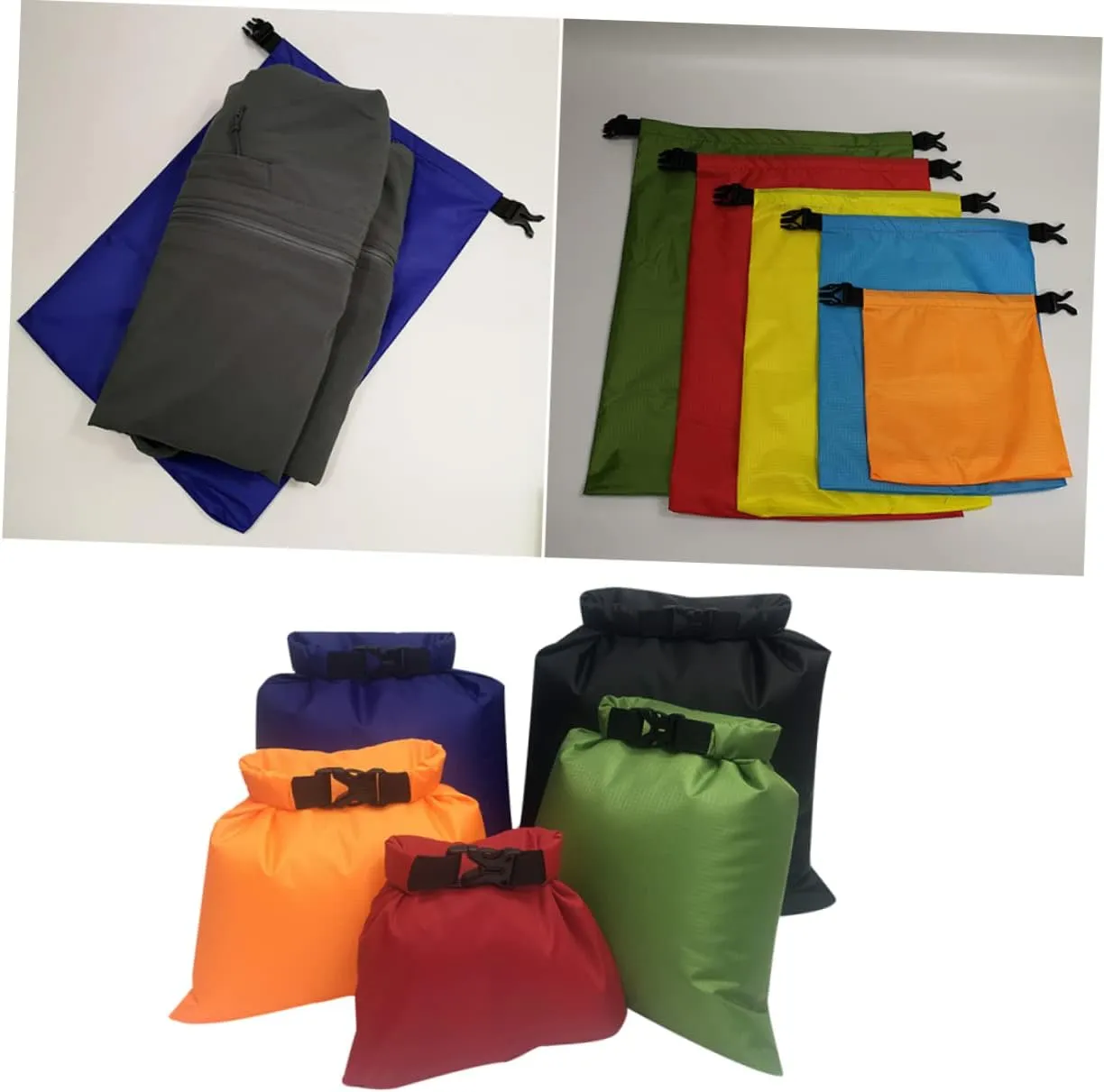 Sosoport Kayak Dry Bag Waterproof 5 Pcs Waterproof Bag for Boating Canoeing Camping Watertight Seal Closure Random Color